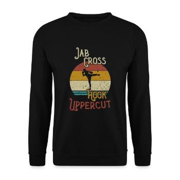 Jab Cross Hook Uppercut Repeat / Kickboxing - Unisex Sweatshirt - black - Front - Alina (178cm) & Michal (187cm)