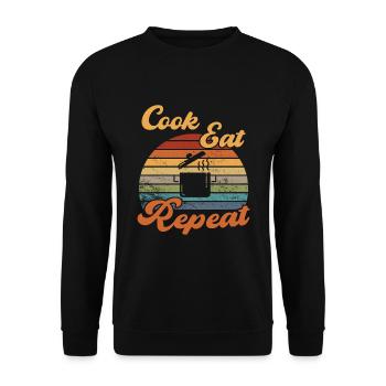 Cook Eat Repeat Cooking / Kochen - Unisex Sweatshirt - black - Front - Alina (178cm) & Michal (187cm)