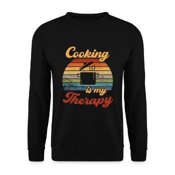 Cooking is my Therapy / Kochen - Unisex Sweatshirt - black - Front - Alina (178cm) & Michal (187cm)
