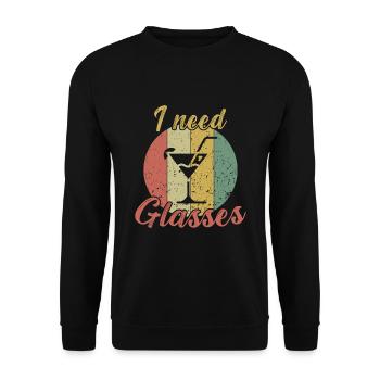 I need Glasses / Cocktail - Unisex Sweatshirt - black - Front - Alina (178cm) & Michal (187cm)