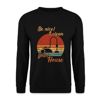 Soyez gentil - Je nettoie votre maison / Nettoyage - Sweat-shirt Unisexe - noir - Devant - Alina (178cm) & Michal (187cm)