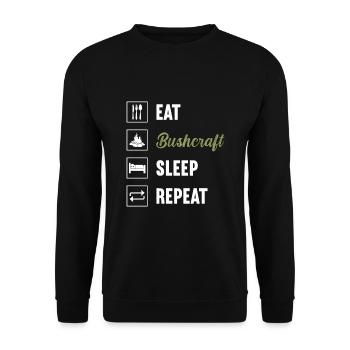 Eat Bushcraft Sleep Repeat / Bushcraft - Unisex Sweatshirt - black - Front - Alina (178cm) & Michal (187cm)