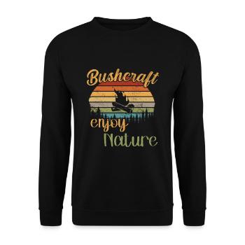 Bushcraft Enjoy Nature / Bushcraft - Unisex Sweatshirt - black - Front - Alina (178cm) & Michal (187cm)