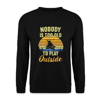 Nobody is too old to play outside / Bushcraft - Unisex Sweatshirt - black - Front - Alina (178cm) & Michal (187cm)