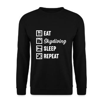 Manger parachutisme Sommeil Répéter / Fallschirmspringen - Sweat-shirt Unisexe - noir - Devant - Alina (178cm) & Michal (187cm)