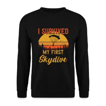 J’ai survécu à mon premier Skydive / Parachutisme - Sweat-shirt Unisexe - noir - Devant - Alina (178cm) & Michal (187cm)