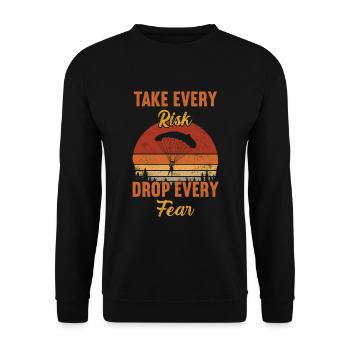 Prenez tous les risques Laissez tomber chaque peur / Fallschirmsprung - Sweat-shirt Unisexe - noir - Devant - Alina (178cm) & Michal (187cm)