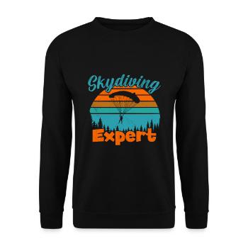 Skydiving Expert / Fallschirmspringen - Unisex Sweatshirt - black - Front - Alina (178cm) & Michal (187cm)