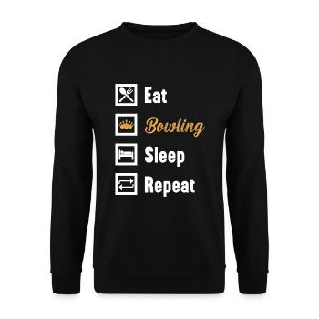 Manger Bowling Sleep Repeat / Bowling - Sweat-shirt Unisexe - noir - Devant - Alina (178cm) & Michal (187cm)