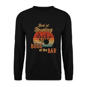 Mauvais au bowling boss au bar / bowling - Sweat-shirt Unisexe - noir - Devant - Alina (178cm) & Michal (187cm)