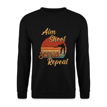 Aim Shoot Swear Repeat / Billiard Snooker - Unisex Pullover - Schwarz - Vorne - Alina (178cm) & Michal (187cm)