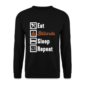Eat Billiards Sleep Repeat / Billiard Snooker - Unisex Pullover - Schwarz - Vorne - Alina (178cm) & Michal (187cm)