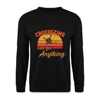 Crocheting can fix Anything / Crochet - Unisex Sweatshirt - black - Front - Alina (178cm) & Michal (187cm)