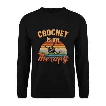 Crochet is my Therapy / Häkeln - Unisex Sweatshirt - black - Front - Alina (178cm) & Michal (187cm)