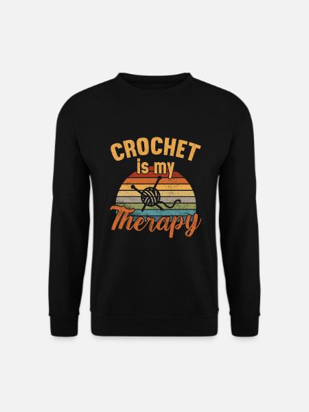 Crochet is my Therapy / Häkeln - Unisex Pullover - Schwarz
