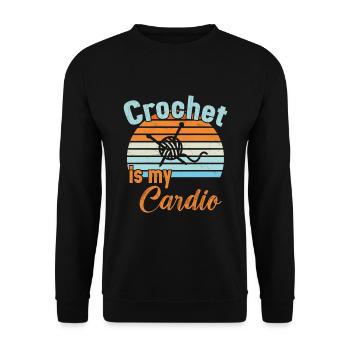 Crochet is my Cardio / Häkeln - Unisex Sweatshirt - black - Front - Alina (178cm) & Michal (187cm)