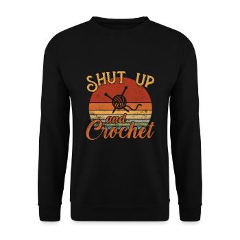Shut up and Crochet / Häkeln - Unisex Sweatshirt - black - Front - Alina (178cm) & Michal (187cm)