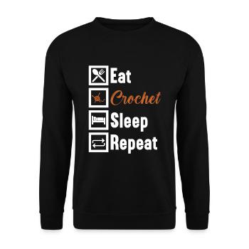 Eat Crochet Sleep Repeat / Häkeln - Unisex Sweatshirt - black - Front - Alina (178cm) & Michal (187cm)