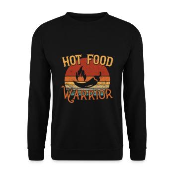 Hot Food Warrior / Scharfes Essen - Unisex Pullover - Schwarz - Vorne - Alina (178cm) & Michal (187cm)