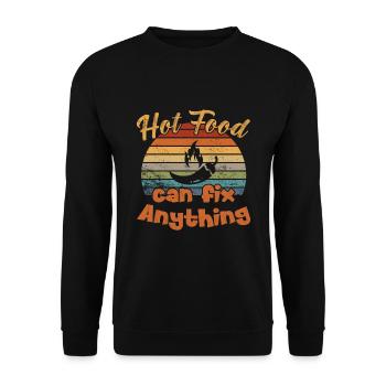 Hot Food can fix Anything / Scharfes Essen - Unisex Pullover - Schwarz - Vorne - Alina (178cm) & Michal (187cm)