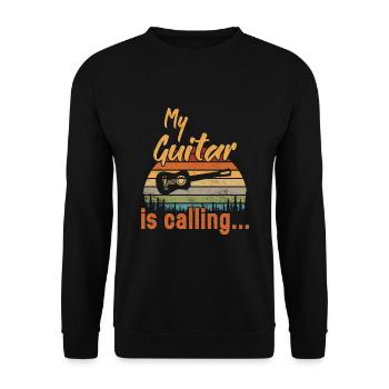 My Guitar is Calling / Gitarre - Unisex Sweatshirt - black - Front - Alina (178cm) & Michal (187cm)