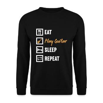 Manger Jouer Guitare Sommeil Répéter / Gitarre - Sweat-shirt Unisexe - noir - Devant - Alina (178cm) & Michal (187cm)