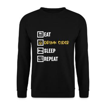 Manger Boire du cidre Sommeil Répéter / Cidre - Sweat-shirt Unisexe - noir - Devant - Alina (178cm) & Michal (187cm)