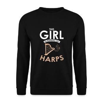 Harp design for harpist and harp player - Unisex Sweatshirt - black - Front - Alina (178cm) & Michal (187cm)