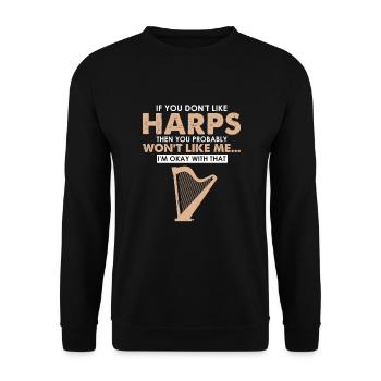 Harp design for harpist and harp player - Unisex Sweatshirt - black - Front - Alina (178cm) & Michal (187cm)