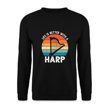 Harp design for harpist and harp player - Unisex Sweatshirt - black - Front - Alina (178cm) & Michal (187cm)