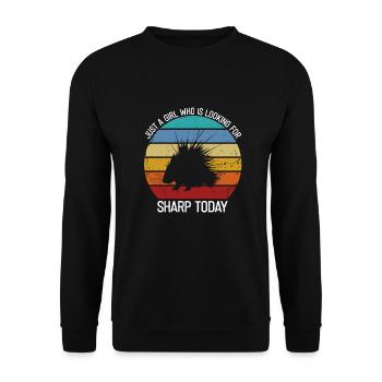 Stachelschweine Designs für Tierliebhaber Nagetier - Unisex Pullover - Schwarz - Vorne - Alina (178cm) & Michal (187cm)