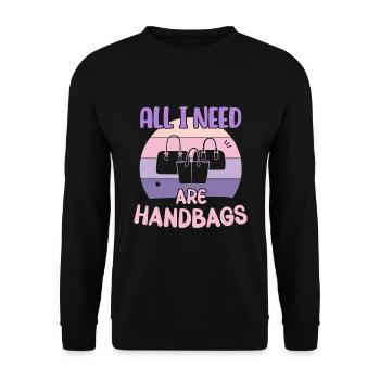 All I need are Handbags / Handbag Shopping - Unisex Sweatshirt - black - Front - Alina (178cm) & Michal (187cm)