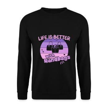 Life is better with Handbags / Handbag Shopping - Unisex Sweatshirt - black - Front - Alina (178cm) & Michal (187cm)