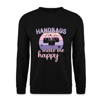 Handbags make me happy / Shopping Handbag - Unisex Sweatshirt - black - Front - Alina (178cm) & Michal (187cm)