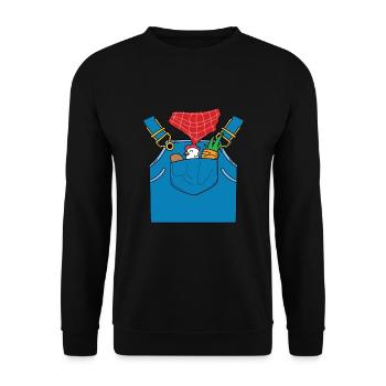 Lustiges Bauernkostüm - Unisex Pullover - Schwarz - Vorne - Alina (178cm) & Michal (187cm)