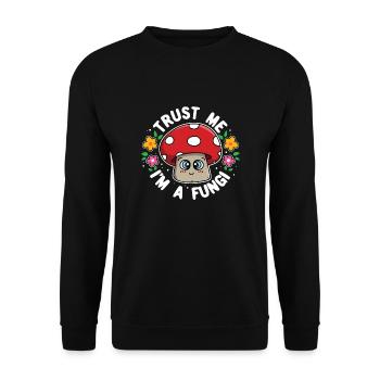 Trust Me I'm A Fungi I Pilzjagd I Morcheln - Unisex Pullover - Schwarz - Vorne - Alina (178cm) & Michal (187cm)