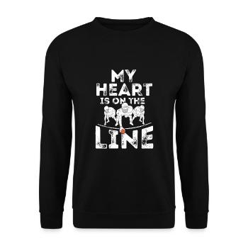 Mon cœur est en jeu I Joueur de ligne offensive I - Sweat-shirt Unisexe - noir - Devant - Alina (178cm) & Michal (187cm)
