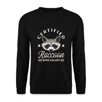 Zertifizierter Waschbärenspezialist Waschbären - Unisex Pullover - Schwarz - Vorne - Alina (178cm) & Michal (187cm)