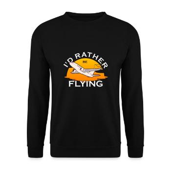 Ich würde lieber fliegen Flugzeug Pilot Luftfahrt - Unisex Pullover - Schwarz - Vorne - Alina (178cm) & Michal (187cm)