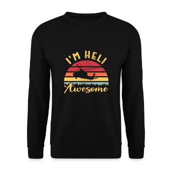 Hubschrauberpilot Luftfahrt I'm Heli Awesome - Unisex Pullover - Schwarz - Vorne - Alina (178cm) & Michal (187cm)