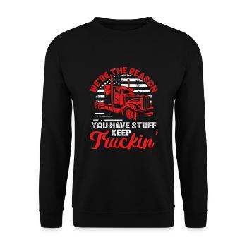 LKW Fahrer Lastwagenfahrer - Unisex Pullover - Schwarz - Vorne - Alina (178cm) & Michal (187cm)