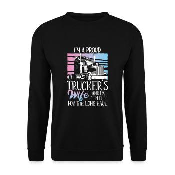 LKW Fahrer Lastwagenfahrer - Unisex Pullover - Schwarz - Vorne - Alina (178cm) & Michal (187cm)