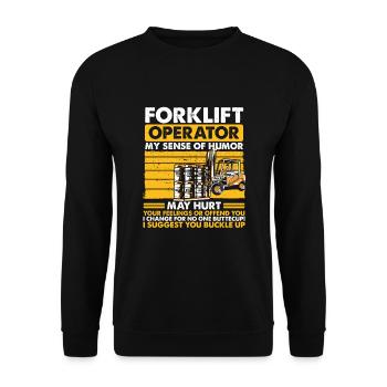 Idée cadeau pour opérateur de chariot élévateur - Sweat-shirt Unisexe - noir - Devant - Alina (178cm) & Michal (187cm)