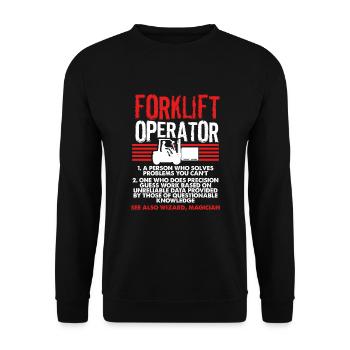 Forklift Operator Definition Forklift Driver - Unisex Sweatshirt - black - Front - Alina (178cm) & Michal (187cm)