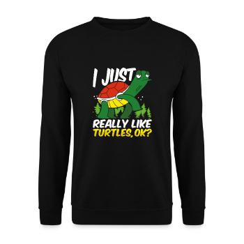 Just Really Love Turtles Turtle Lover - Unisex Sweatshirt - black - Front - Alina (178cm) & Michal (187cm)