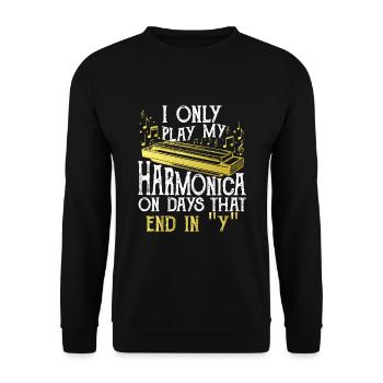 I only Play My Harmonica on Days that End in Y - Unisex Sweatshirt - black - Front - Alina (178cm) & Michal (187cm)