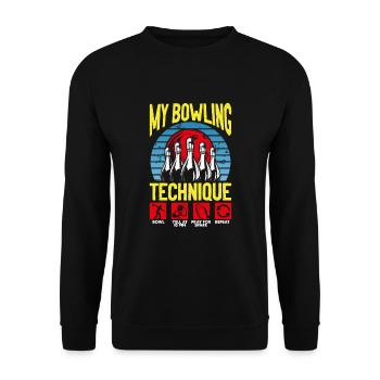 Bowling Bowler Bowlen - Unisex Pullover - Schwarz - Vorne - Alina (178cm) & Michal (187cm)