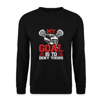 Lacrosse Torwart Geschenk - Unisex Pullover - Schwarz - Vorne - Alina (178cm) & Michal (187cm)