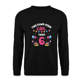 Parasaurolophus Girls Design Birthday Party - Unisex Sweatshirt - black - Front - Alina (178cm) & Michal (187cm)