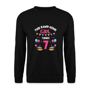 Parasaurolophus Girls Design Birthday Party - Unisex Sweatshirt - black - Front - Alina (178cm) & Michal (187cm)